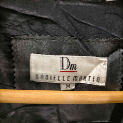 DANIELLE MARTIN ウエストベルト シェイプ ジップアップ レザー ジャケット レディース import:M