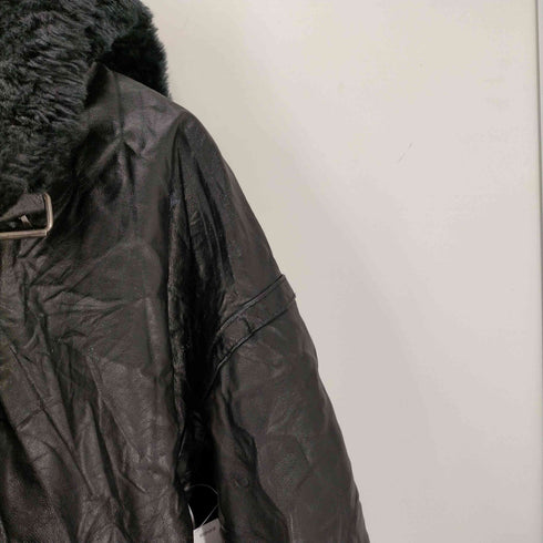 SERGIOBENINI GENUINE LEATHER 裏ファー デタッチャブルフード レザー ムートン ジャケット メンズ