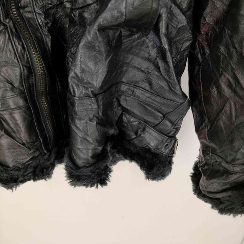 SERGIOBENINI GENUINE LEATHER 裏ファー デタッチャブルフード レザー ムートン ジャケット メンズ