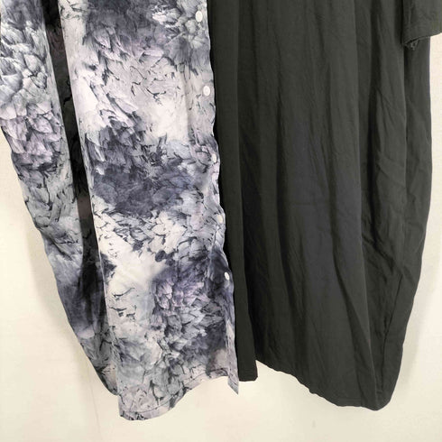 アンティカ antiqua レーヨン100 異素材切替 水彩柄シャツワンピース レディース FREE