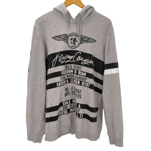 ディーゼル DIESEL Fllying Cougar プリント ボーダー パーカー メンズ import:L