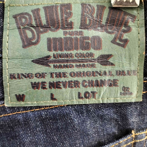 ブルーブルー BLUE BLUE レザーパッチ インディゴ ジップフライ ストーレート デニムパンツ レディース US:28-29