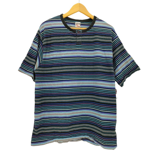ステューシー Stussy 00S ボーダー ヘンリーネック S/S Tシャツ メンズ import:XL