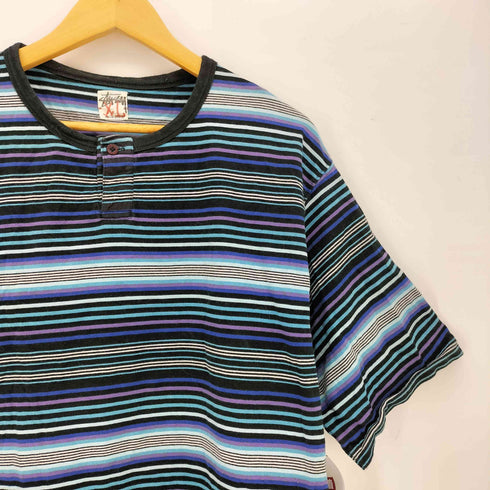 ステューシー Stussy 00S ボーダー ヘンリーネック S/S Tシャツ メンズ import:XL