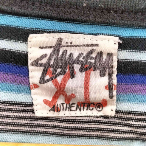 ステューシー Stussy 00S ボーダー ヘンリーネック S/S Tシャツ メンズ import:XL