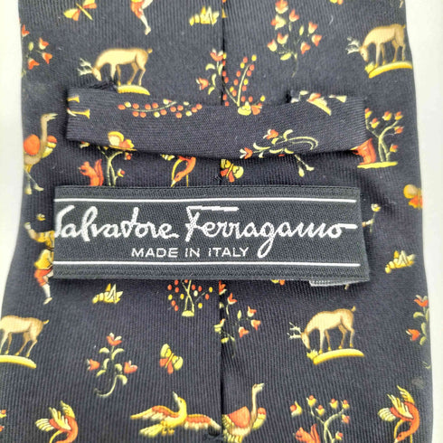 サルヴァトーレフェラガモ Salvatore Ferragamo 総柄 シルク ネクタイ メンズ