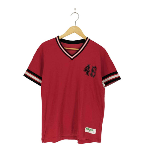 80-90s Kajee 企業ロゴ VネックTシャツ メンズ JPN:M