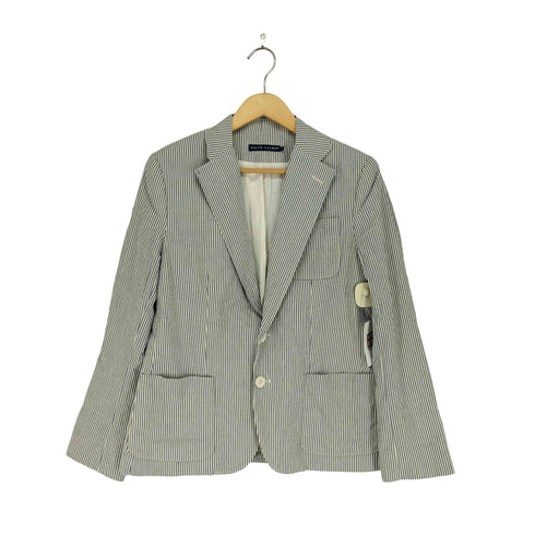 ラルフローレン RALPH LAUREN シアサッカーストライプ2Bテーラードジャケット レディース US:12