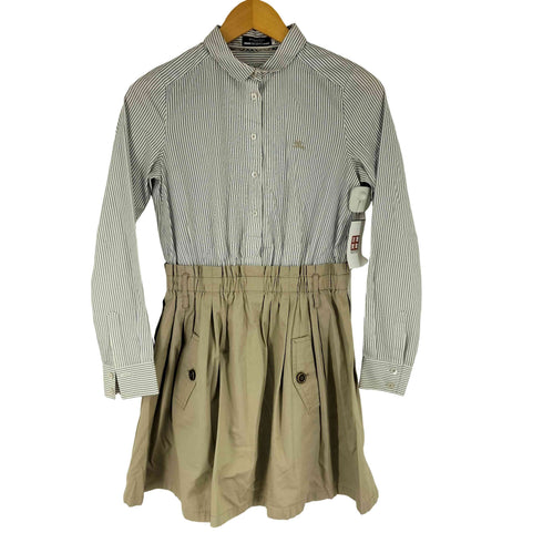 バーバリーブルーレーベル BURBERRY BLUE LABEL 切替え ストライプシャツワンピース レディース JPN:38