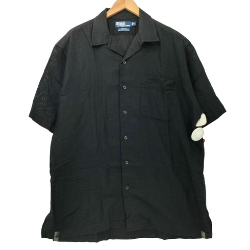 ポロバイラルフローレン Polo by RALPH LAUREN 90s CLAYTON リネンコットン 単色 オープンカラーシャツ メンズ import:M