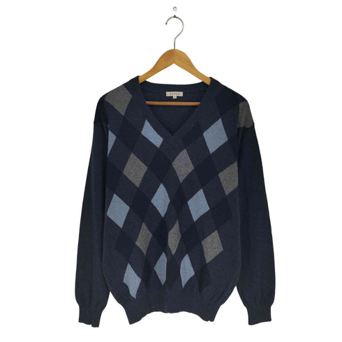アルファ ALPHA cashmere カシミヤ100% アーガイルセーター メンズ JPN:L