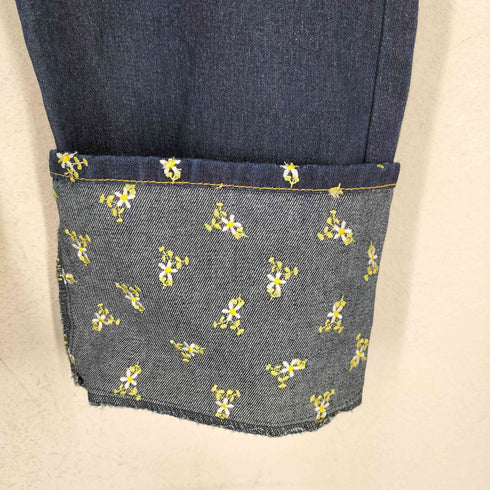 ジュノア JUNOAH 花柄刺繍切り替えワイドデニムパンツ レディース M