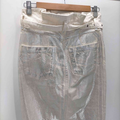 ザラ ZARA メタリック コーティング デニム タイト スカート レディース M