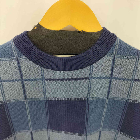 ラディアル RADIALL LO-LO CREW NECK SWEATER S/S ネイビー チェック柄半袖ニット メンズ L
