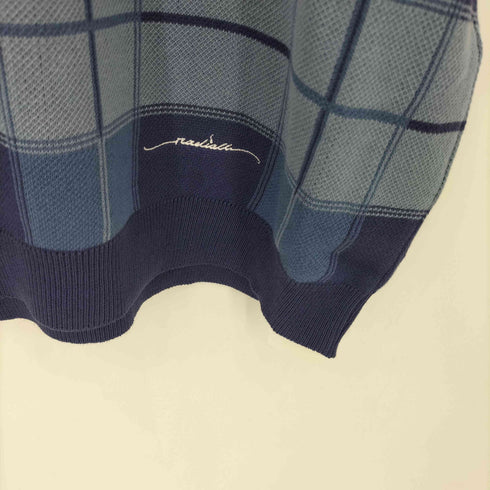ラディアル RADIALL LO-LO CREW NECK SWEATER S/S ネイビー チェック柄半袖ニット メンズ L