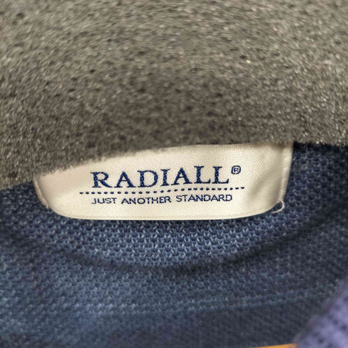 ラディアル RADIALL LO-LO CREW NECK SWEATER S/S ネイビー チェック柄半袖ニット メンズ L