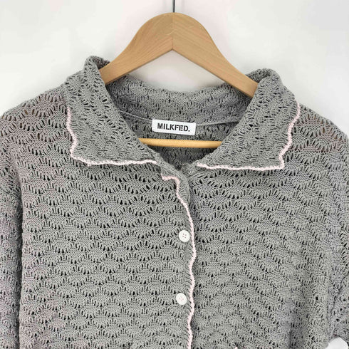ミルクフェド MILKFED. 26SS OPEN COLLAR CONTRAST TRIM KNIT CARDIGAN レディース ONE SIZE