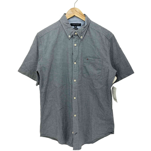 トミーヒルフィガー TOMMY HILFIGER SLIM FIT COUPE ETROITE 刺繍ボタンダウンシャツ 半袖 メンズ import:XL