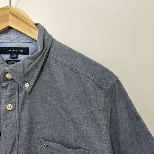トミーヒルフィガー TOMMY HILFIGER SLIM FIT COUPE ETROITE 刺繍ボタンダウンシャツ 半袖 メンズ import:XL