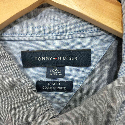 トミーヒルフィガー TOMMY HILFIGER SLIM FIT COUPE ETROITE 刺繍ボタンダウンシャツ 半袖 メンズ import:XL