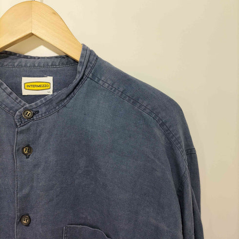インターメッツォ INTERMEZZO バンドカラーリネンシャツ メンズ LL