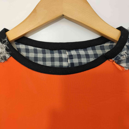 ボンディング×フリルチェック パンチング プルオーバー レディース