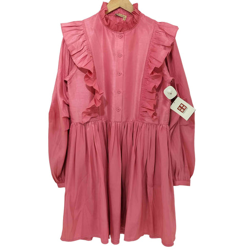 STELLA NOVA Short dress with ruffles 襟 袖 フリル ショート ドレス ワンピース レディース import:XS