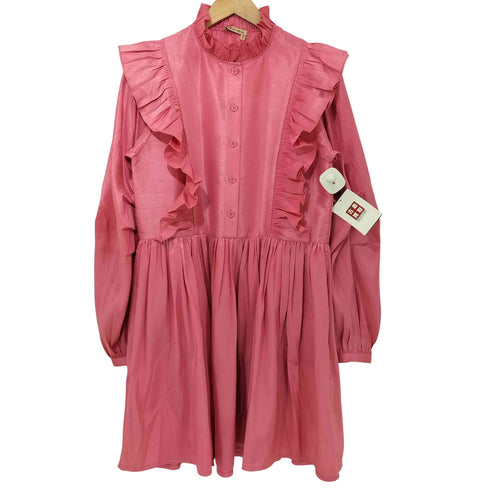 STELLA NOVA Short dress with ruffles 襟 袖 フリル ショート ドレス ワンピース レディース import:XS