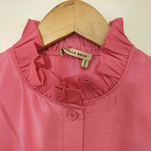 STELLA NOVA Short dress with ruffles 襟 袖 フリル ショート ドレス ワンピース レディース import:XS