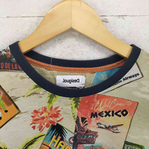 デシグアル Desigual CATON 総柄ロゴ刺繍クルーネックTシャツ メンズ import:L