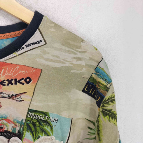 デシグアル Desigual CATON 総柄ロゴ刺繍クルーネックTシャツ メンズ import:L