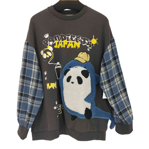 パンディエスタジャパン PANDIESTA JAPAN サメパンダチェック切替BIGスウェット メンズ import:L