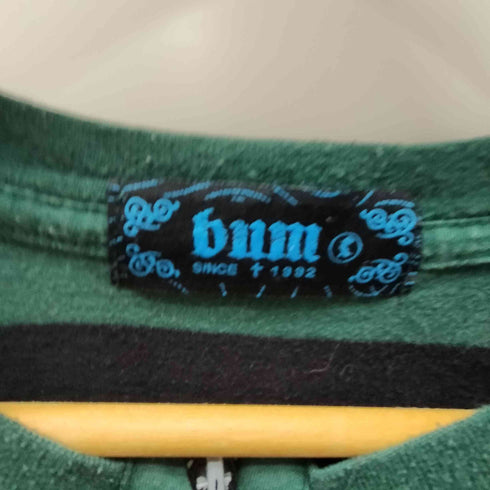 bum 00S ハーフジップ パッチ ペイント デザイン S/S ボーダー Tシャツ スカル ドクロ ピスタグ Y2K メンズ