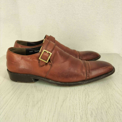 バーバリーブラックレーベル BURBERRY BLACK LABEL パンチドキャップトゥシングルモンクストラップシューズ メンズ JPN:26.5