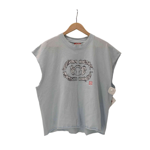 happy99 Ecko Unltd メタリック 3D ロゴ カットオフ カスタム クロップド ノースリーブ カットソー メンズ import:L