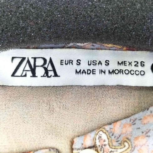 ザラ ZARA 総柄 クロップド ブラウス レディース US S
