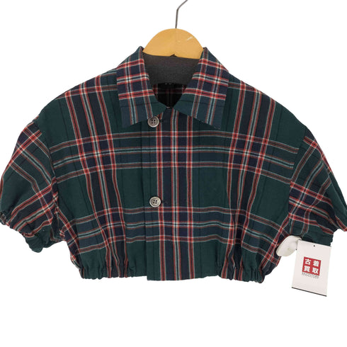 ワイズ Ys クロップドダブルブレストチェックシャツ レディース
