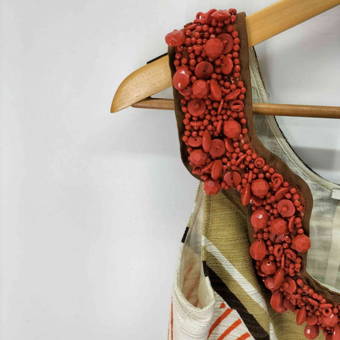 ミュウミュウ miu miu 05SS collection look25 Geometric Dress With Red Beaded Embellished Bust レディース EUR:38