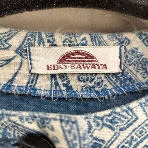 EDO-SAWAYA ペイズリー柄 藍染 七分袖ワンピース レディース