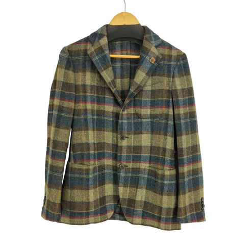 ラルディー二 LARDINI イタリア製 ウール100 チェック テーラードジャケット メンズ UK:36