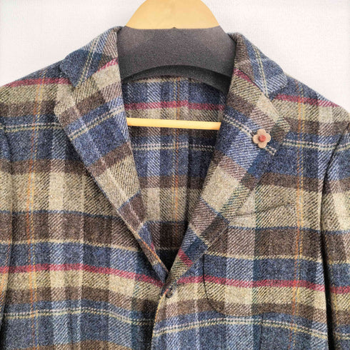 ラルディー二 LARDINI イタリア製 ウール100 チェック テーラードジャケット メンズ UK:36