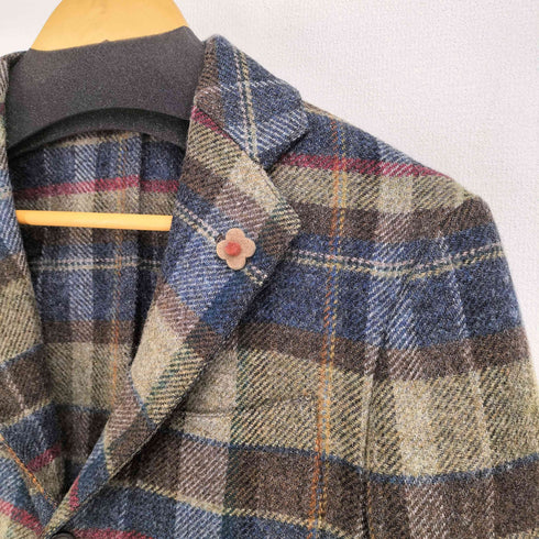 ラルディー二 LARDINI イタリア製 ウール100 チェック テーラードジャケット メンズ UK:36