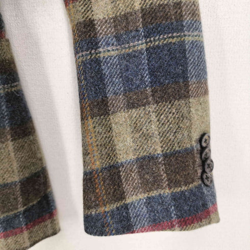 ラルディー二 LARDINI イタリア製 ウール100 チェック テーラードジャケット メンズ UK:36