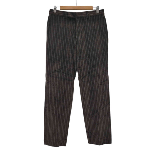 ヒューゴボス HUGO BOSS 90-00S OLD ベロア ベルベット ストライプ ノータック ワイド ドレス スラックス パンツ メンズ 48
