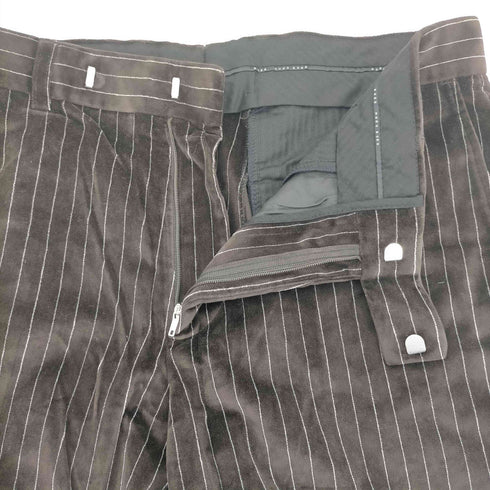 ヒューゴボス HUGO BOSS 90-00S OLD ベロア ベルベット ストライプ ノータック ワイド ドレス スラックス パンツ メンズ 48