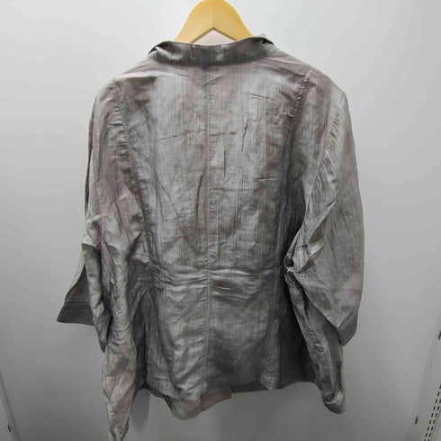maggie barnes シワ加工 シャイニー オープンカラー スキッパー シャツ メンズ