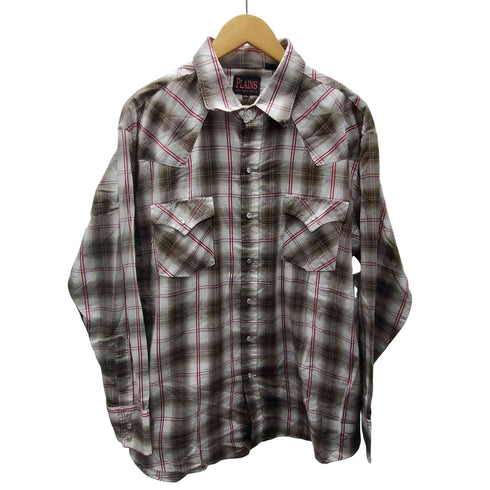 PLAINS チェック L/S ウエスタン シャツ メンズ import:XL