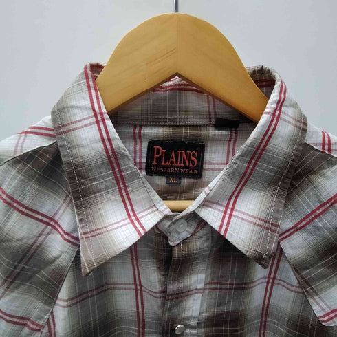 PLAINS チェック L/S ウエスタン シャツ メンズ import:XL