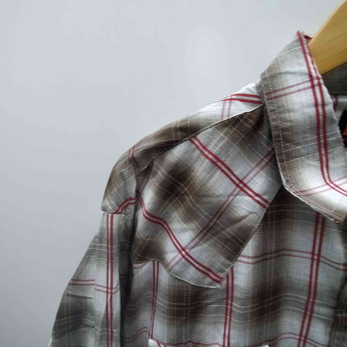 PLAINS チェック L/S ウエスタン シャツ メンズ import:XL