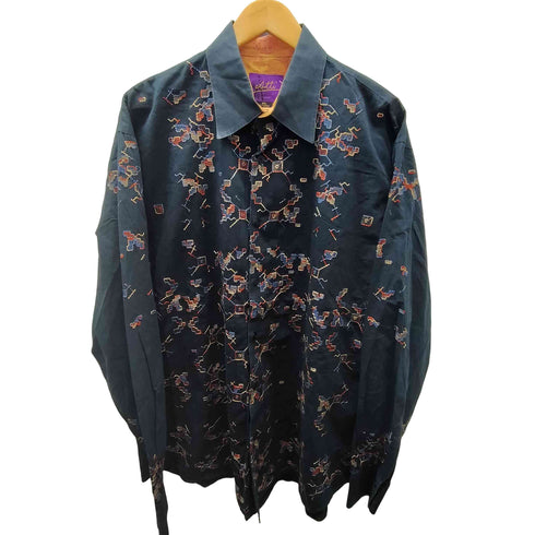 ATTI 刺繍 幾何学模様 総柄 コットン L/S シャツ メンズ 3XL